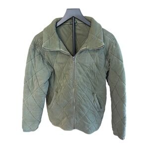 Wild Fable Green Quilted Jacket Full Zip Collar Pockets Women Casual Outerwear